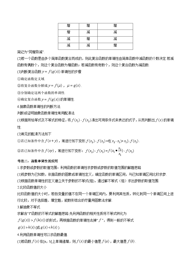 （人教A版）必修一高一数学上学期期末考点训练常考题型13 函数单调性的判断、证明与应用（原卷版）第3页