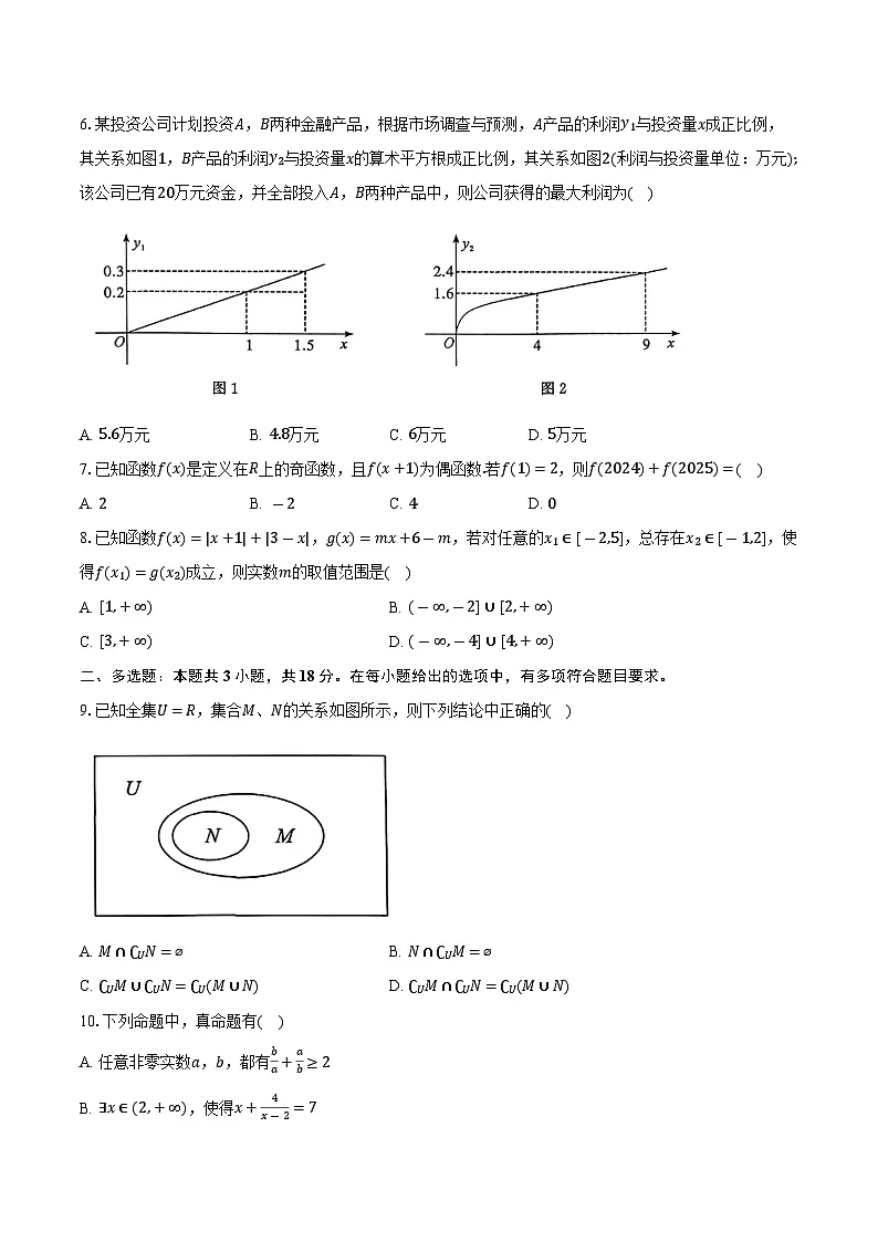 2025-2026学年湖北省武汉市部分重点中学高一上学期期中联考数学试卷（含答案）第2页