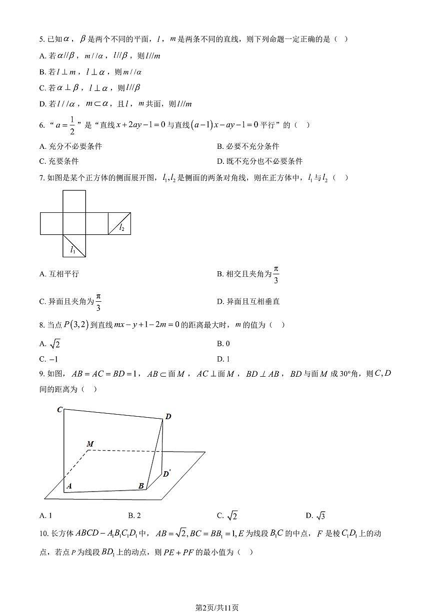 2025北京理工大附中高二（上）期中数学（教师版）试卷第2页