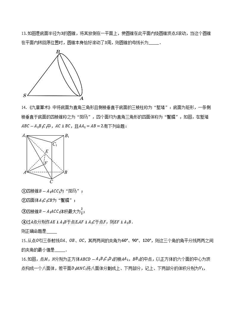 2025-2026学年上海市复旦大学附属复兴中学高二上学期期中考试数学试卷（含答案）第3页