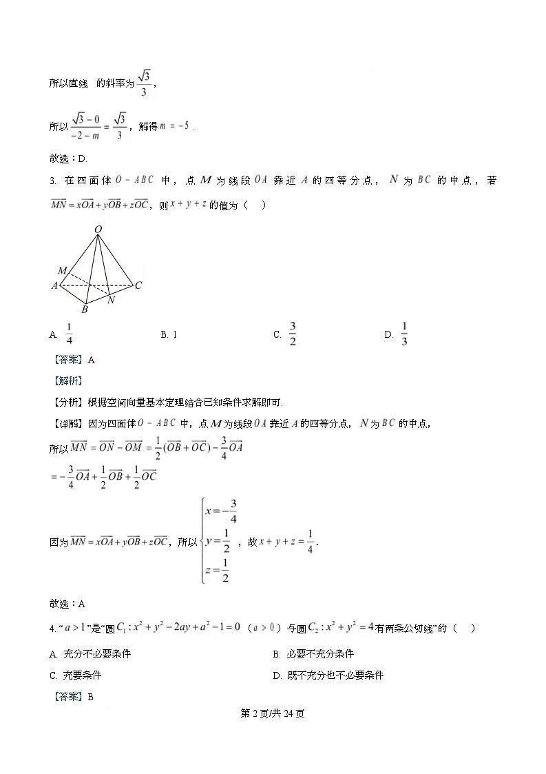 广东省广州市第六中学2025-2026学年高二上学期期中考试数学试题 Word版含解析第2页