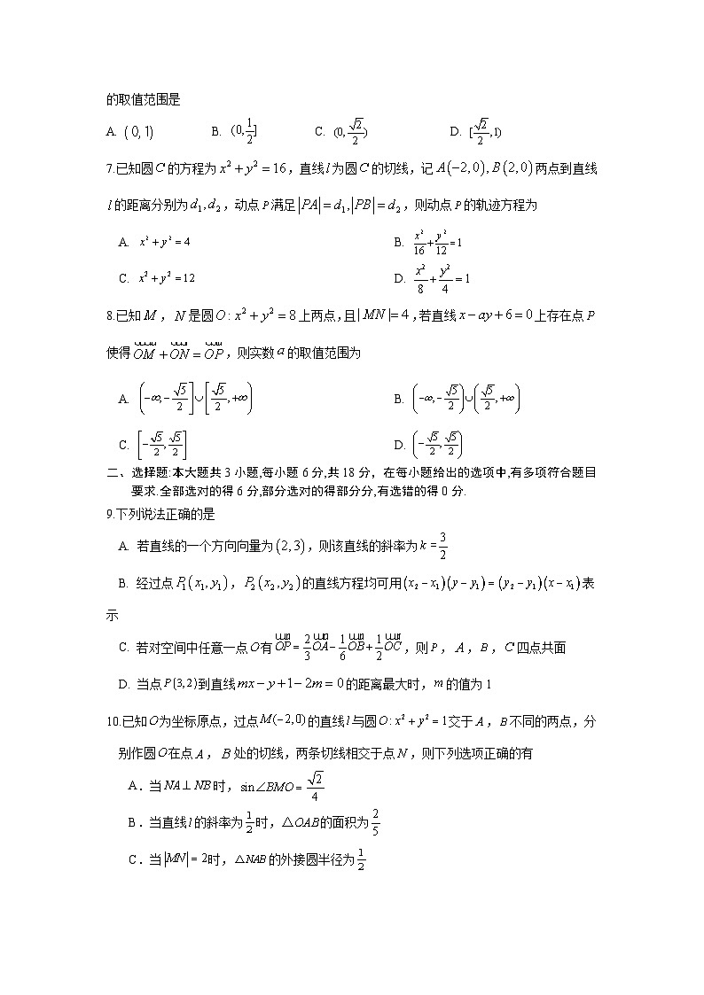 2025-2026学年江苏省宿迁市沭阳县高二（上）期中数学试卷（无答案）第2页