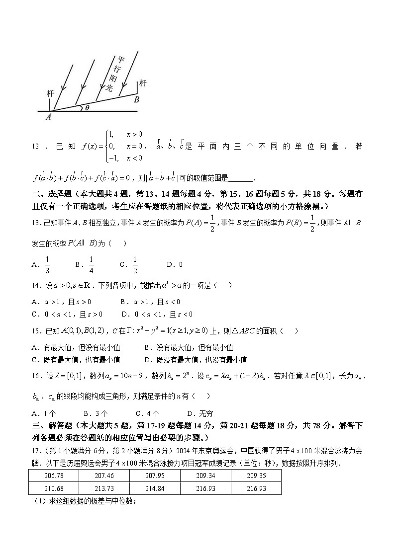【上海】2025年高考上海数学高考真题文档版（无答案）第2页
