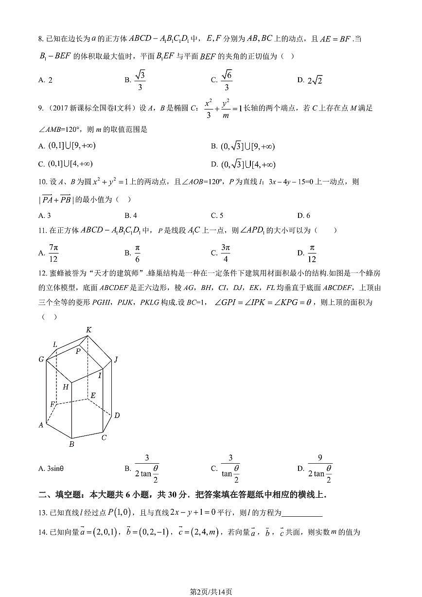2025北京一六一中高二（上）期中数学试卷（教师版）第2页