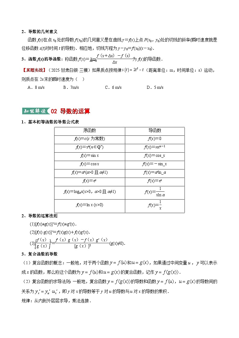 高考数学一轮复习-一元函数的导数及其应用（知识清单）（原卷版）第3页