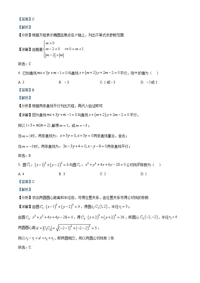 重庆市复旦中学教教育集团2025-2026学年高二上学期期中考试数学试题 Word版含解析第2页