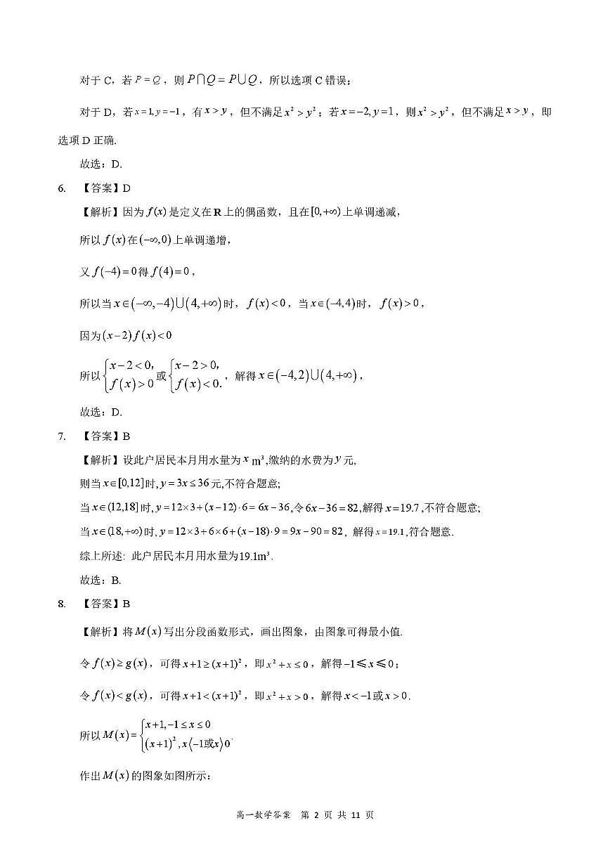 广东省多校2025年高一上学期12月联考数学答案第2页