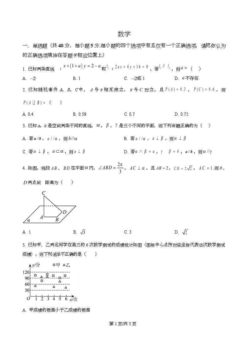 四川省成都市成华区某校2025-2026学年高二上学期期中考试数学试卷（原卷版）第1页