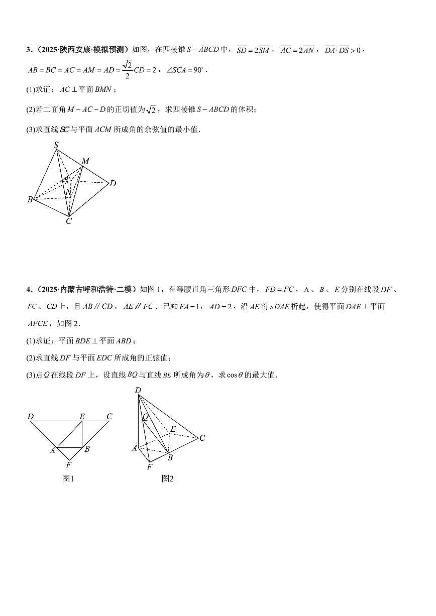 空间向量与立体几何：最值与范围问题、截面与轨迹问题、立体几何新定义问题专项训练(原卷版)第2页