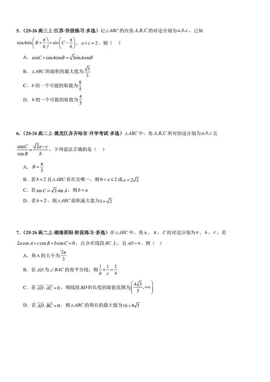 解三角形：边角互化问题、周长问题、面积问题、解多三角形问题专项训练(原卷版)第2页