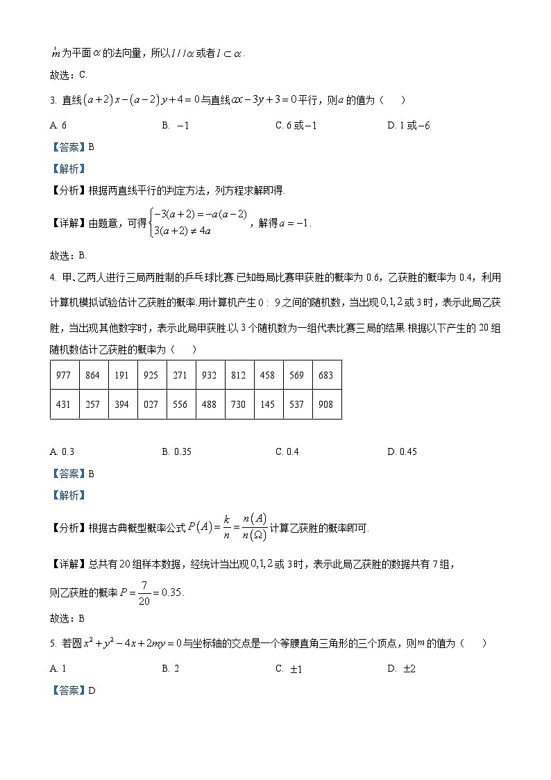 山东省聊城市2025-2026学年高二上学期11月期中数学试题  Word版含解析第2页