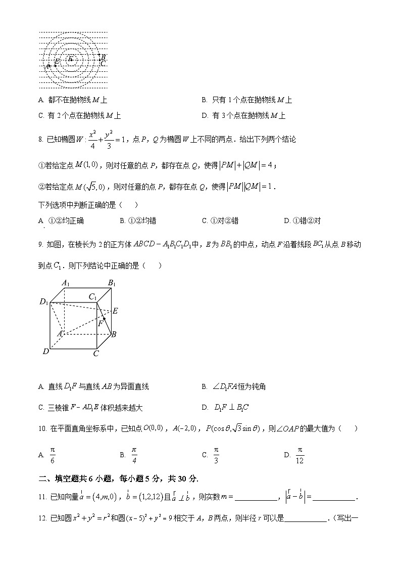 北京市北京一零一中高二上学期期末考试数学试题（原卷版）-A4第2页