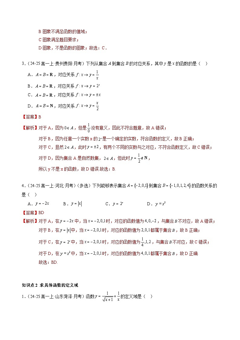 3.1.1 函数的概念（分层作业）（解析版）高一数学同步培优备课系列（人教A版2019必修第一册）【2025-2026】第2页