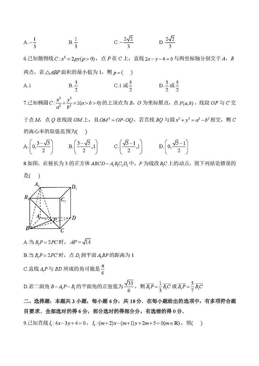 河北省石家庄市第二十二中学2025-2026学年高二上学期11月期中数学试题第2页