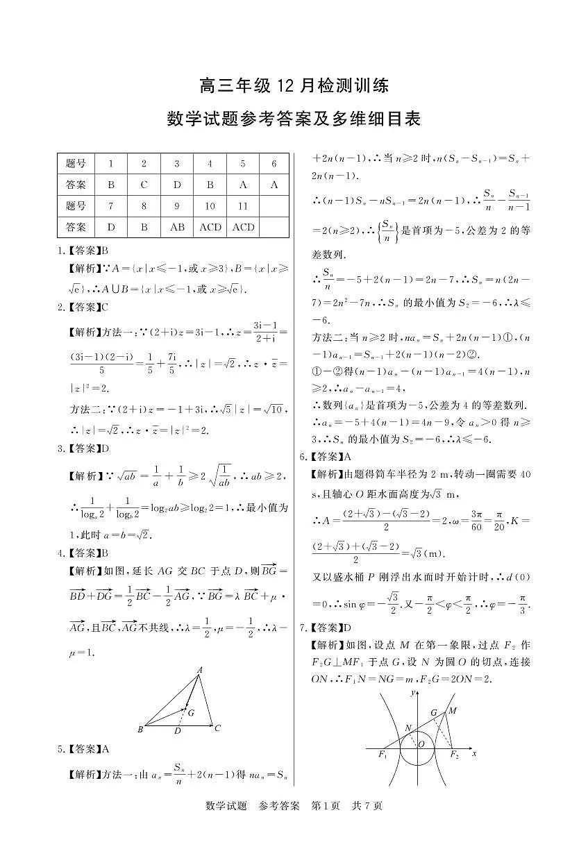 2026届T8联考高三数学答案第1页