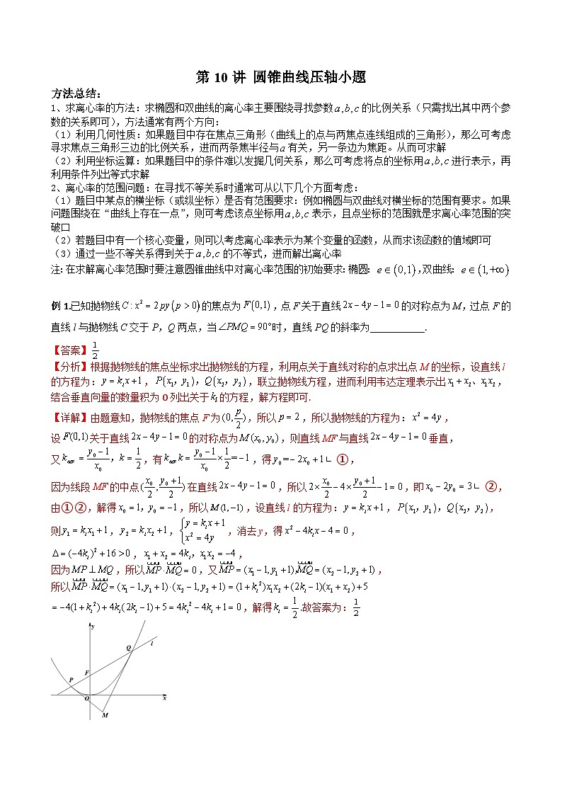 新高考数学二轮复习高分突破训练第10讲 圆锥曲线压轴小题（解析版）第1页