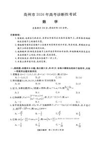 2025-2026学年高州市高三上学期1月数学试题无答案