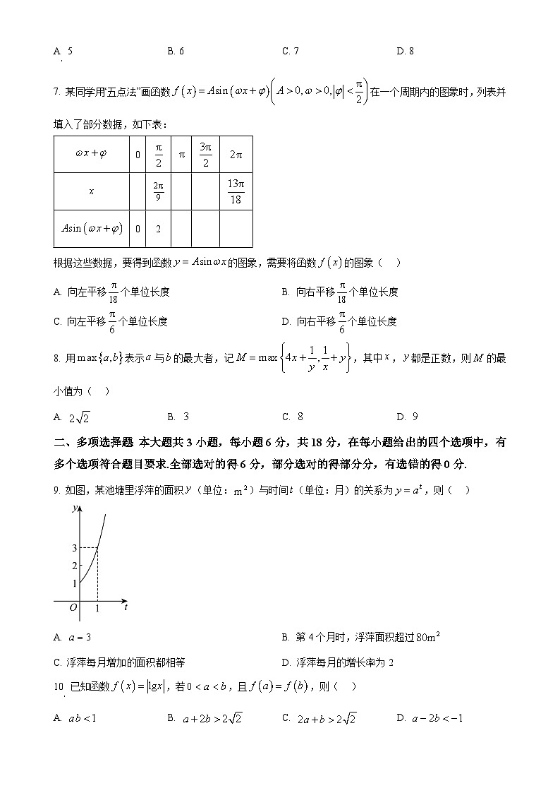 福建省漳州市高一上学期1月期末教学质量检测数学试题（原卷版）-A4第2页