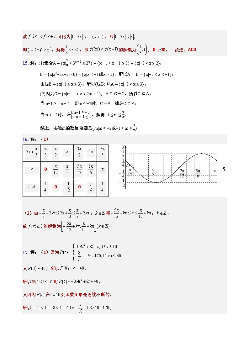 2025年秋四川省达州市达州中学高一上册数学期末试卷参考答案第2页