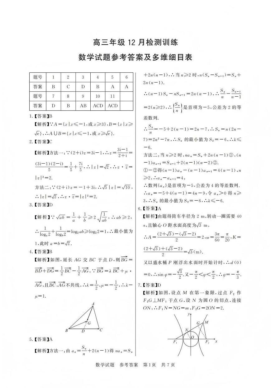 2026届第一次八省联考（T8联考）数学答案第1页