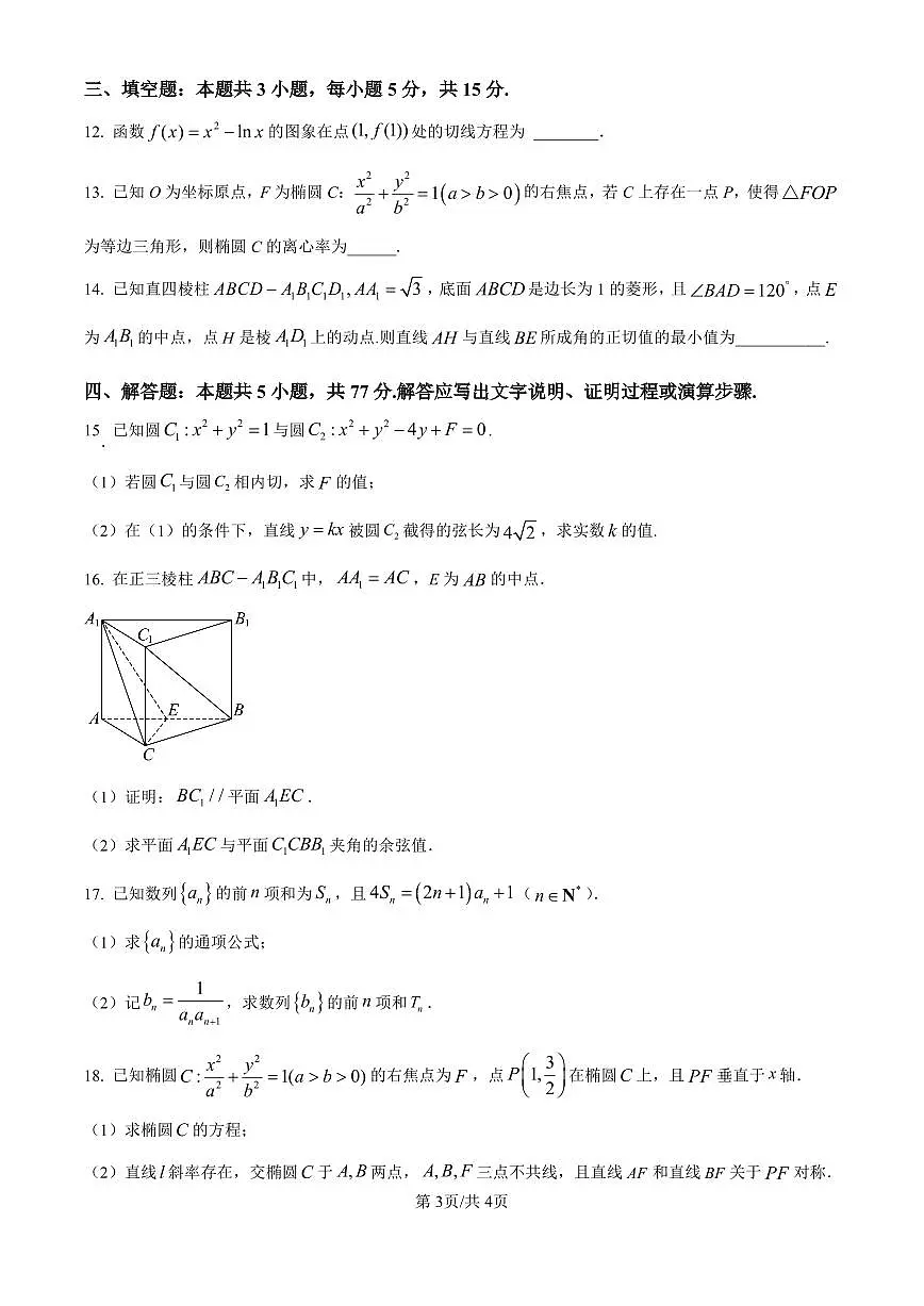 2024-2025学年深圳市龙岗区高二(上)期末数学试卷含答案第3页