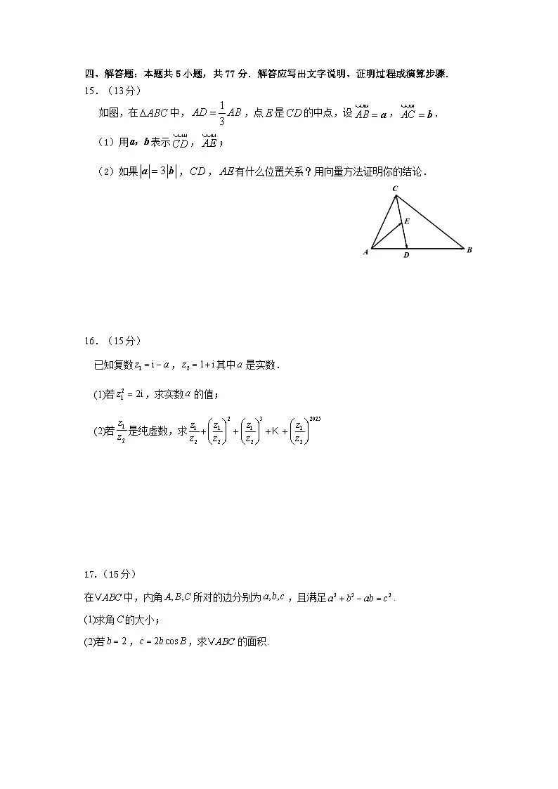 福建省漳州市乙丙级联盟校2024-2025学年高一下学期期中考试数学试卷（无答案）第3页