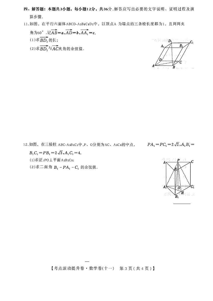 陕西省兴平市西郊高级中学2025-2026学年高三上学期第十一次周练数学试卷（月考）第3页