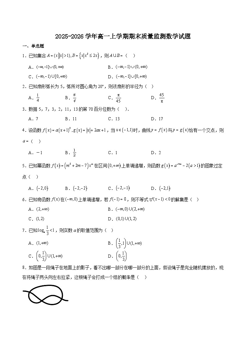 陕西省渭南市部分重点高中2025-2026学年高一上学期1月期末质量检测 数学第1页