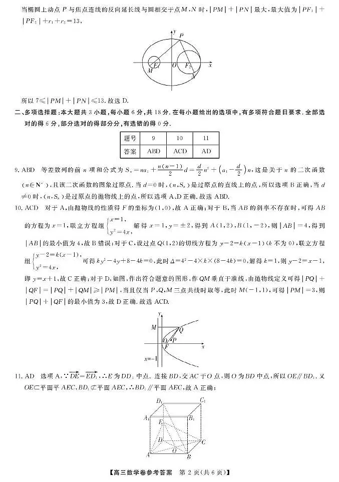2026年浙江强基联盟高三1月联考数学答案第2页