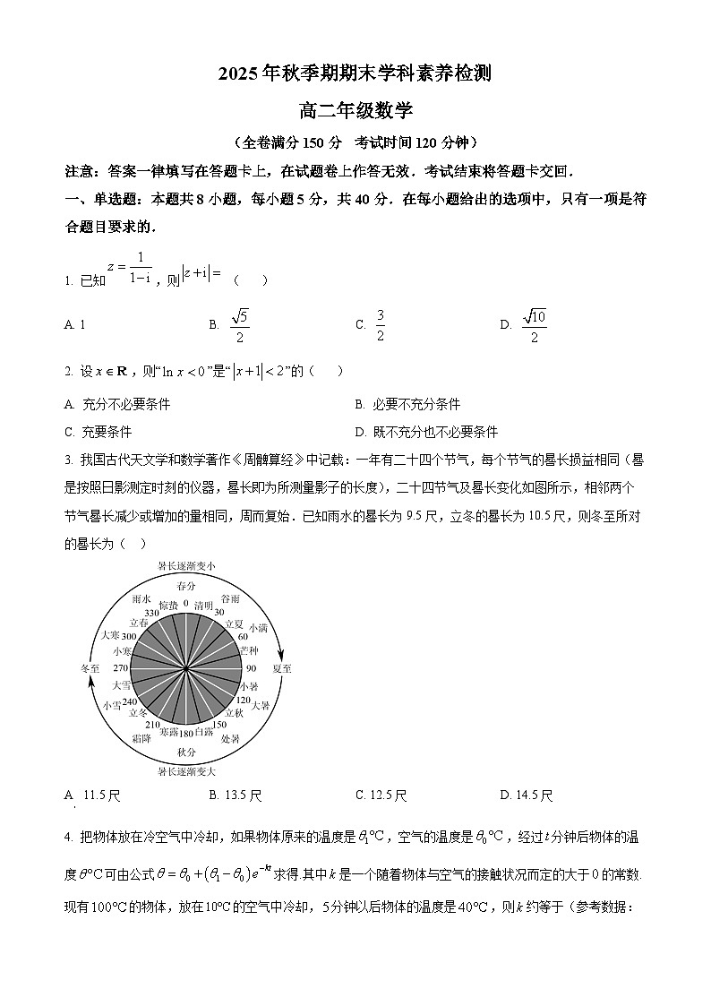 广西贵港市部分高中2025-2026学年高二上学期期末学科素养检测数学试题（原卷版+解析版）第1页