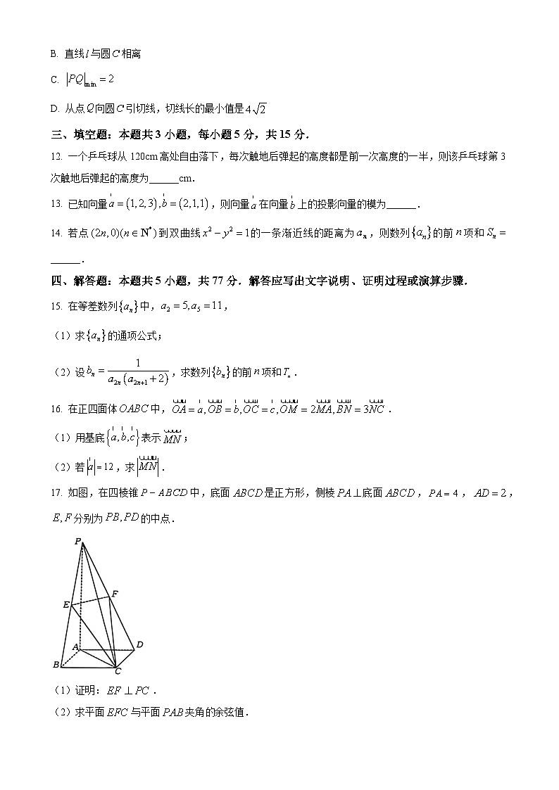 广西崇左市2025-2026学年高二上学期1月期末数学试题（原卷版+解析版）第3页