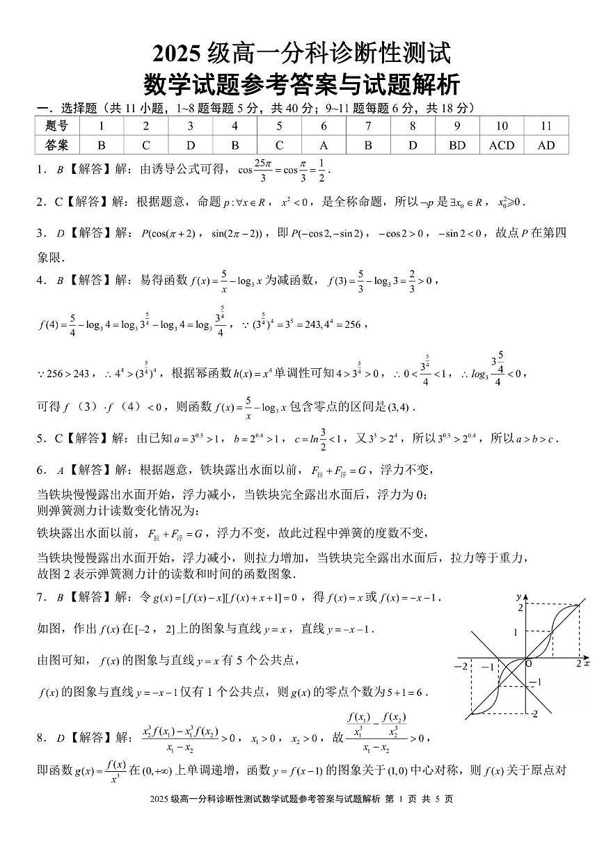 江西省赣州市部分学校2025-2026学年高一上学期分科诊断性测试数学试题（含解析）第3页