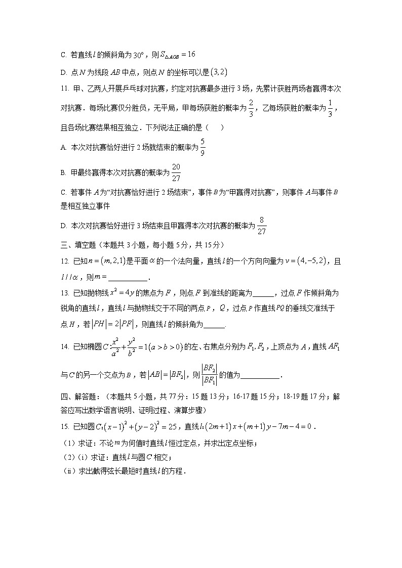 【数学】陕西省渭南市校联协作体2025-2026学年高二上学期期末学业水平质量评估试题试题（学生版）第3页