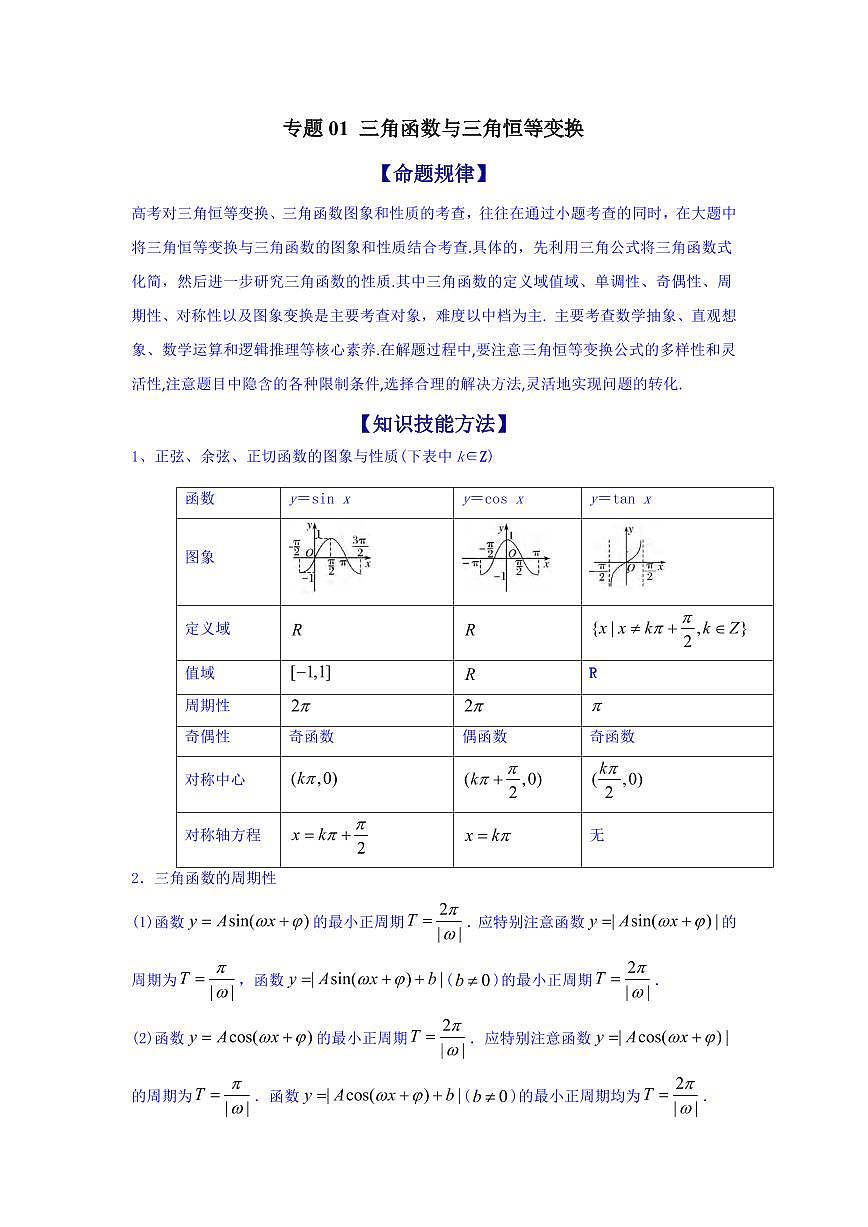 高考数学基础知识分值考点知识清单（共40页）第1页