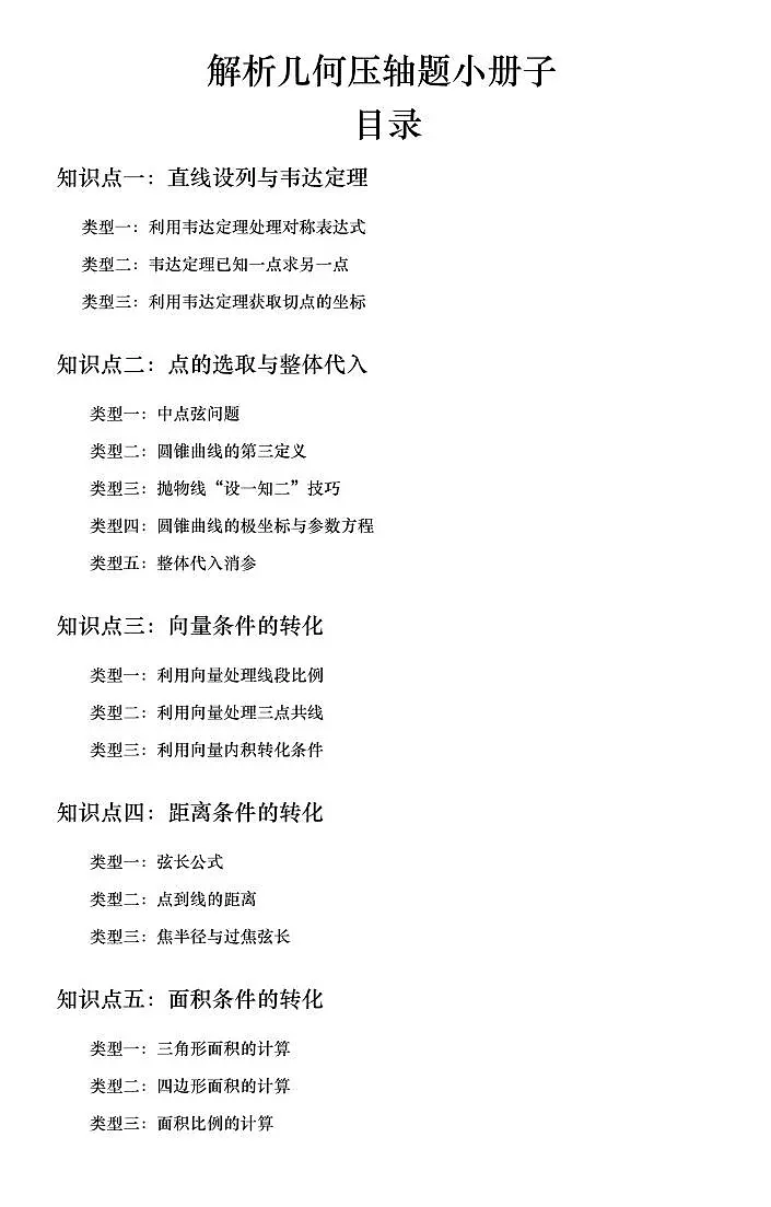 高考数学解析几何就是这11大类典型题型知识清单（共32页）第1页