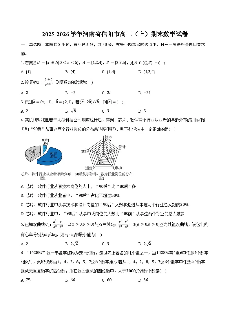 2025-2026学年河南省信阳市高三（上）期末数学试卷（含答案）第1页