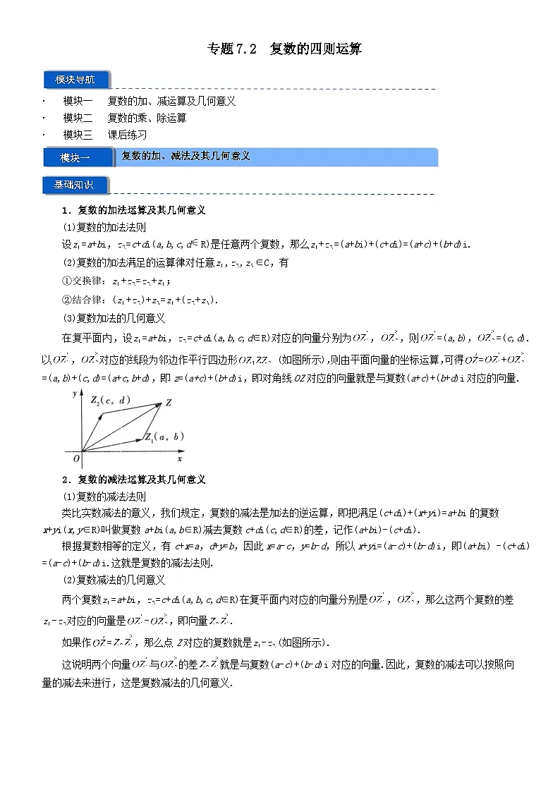 专题7.2 复数的四则运算（解析版）第1页