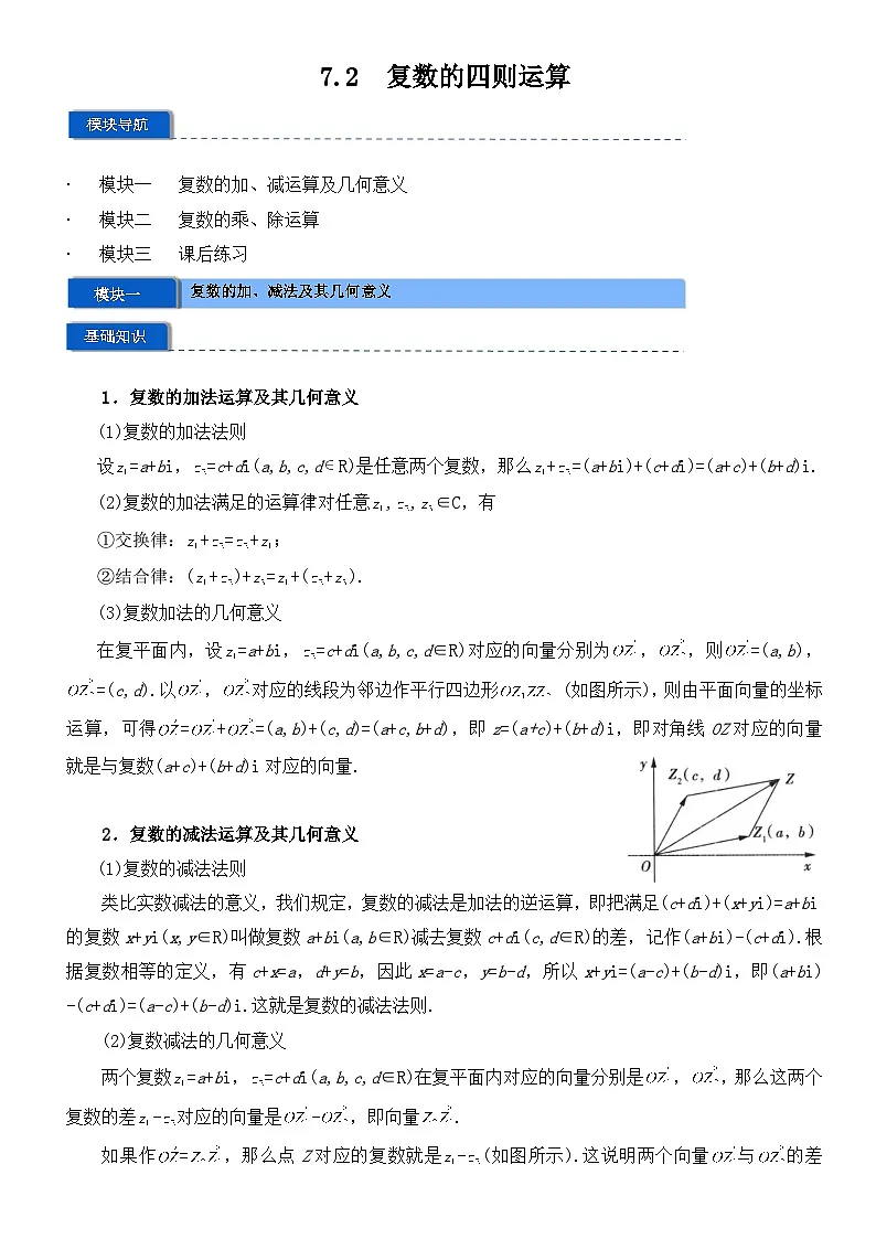 专题7.2 复数的四则运算（原卷版）第1页