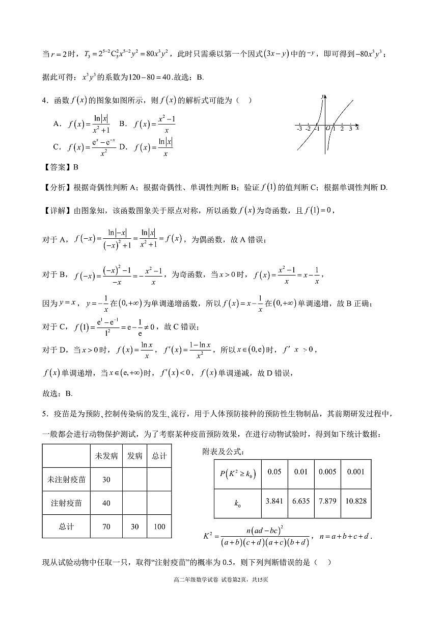 安徽省合肥市六校联盟2023-2024学年高二下学期期末联考数学试题答案第2页