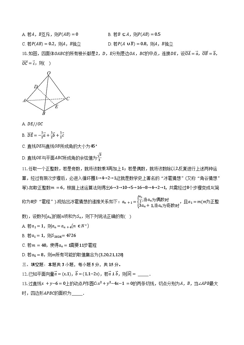 云南省大理市2025-2026学年高二上学期教学质量监测考试数学试卷（含答案）第2页