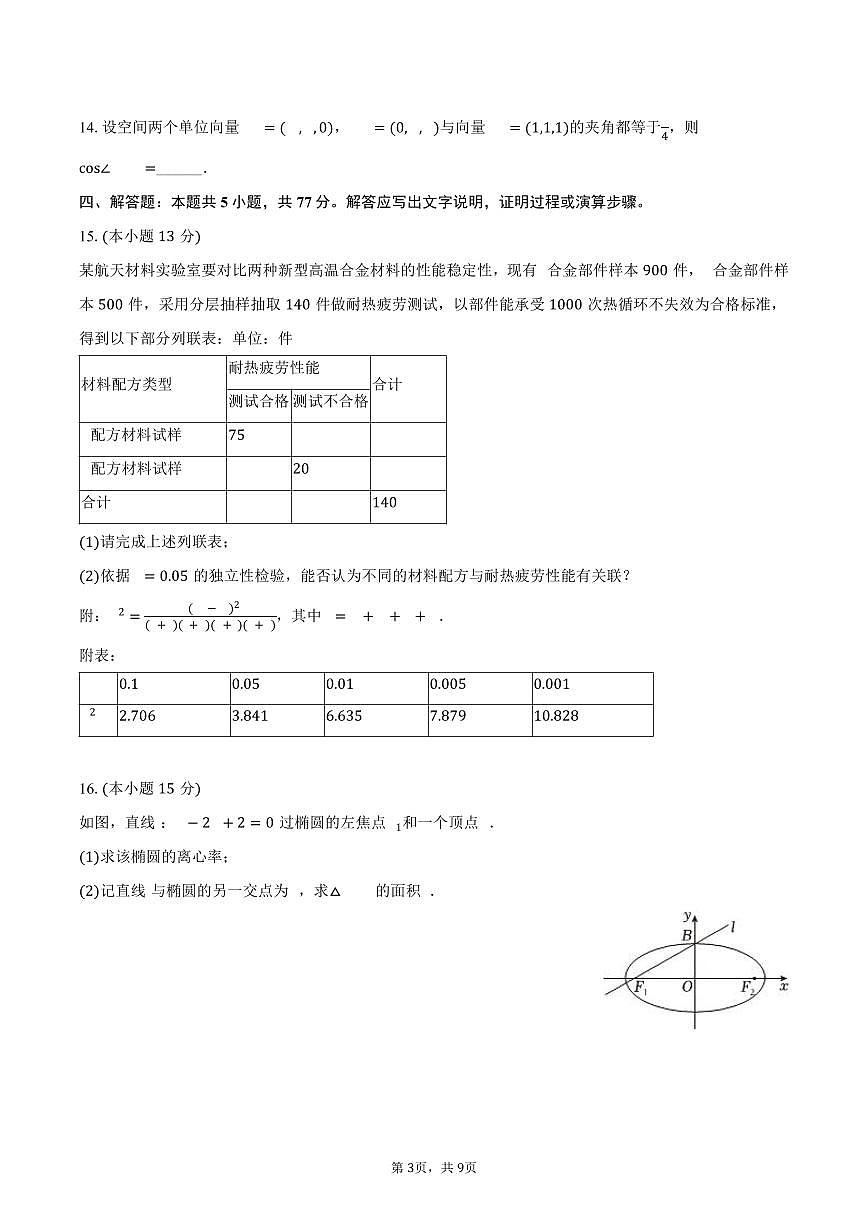 2025-2026学年陕西省汉中市镇巴中学等校高二（上）期末数学试卷（含答案）第3页
