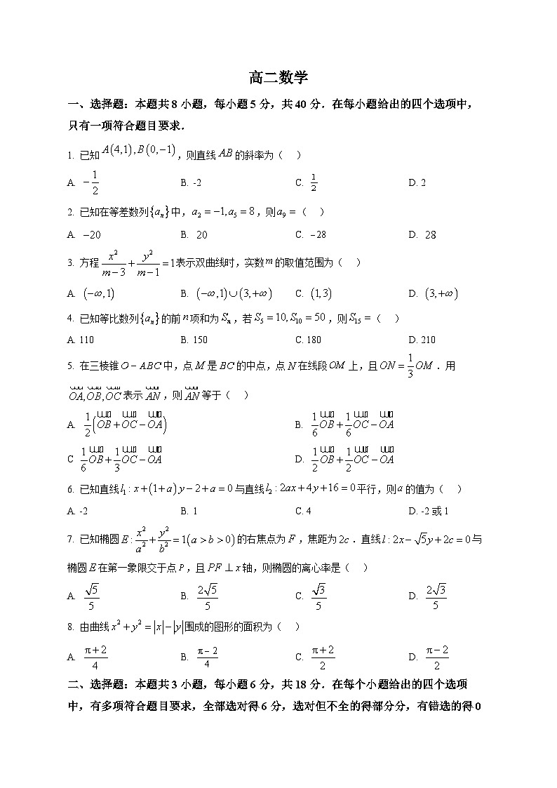 南宁市2025-2026学年上学期期末质量检测高二数学试卷第1页