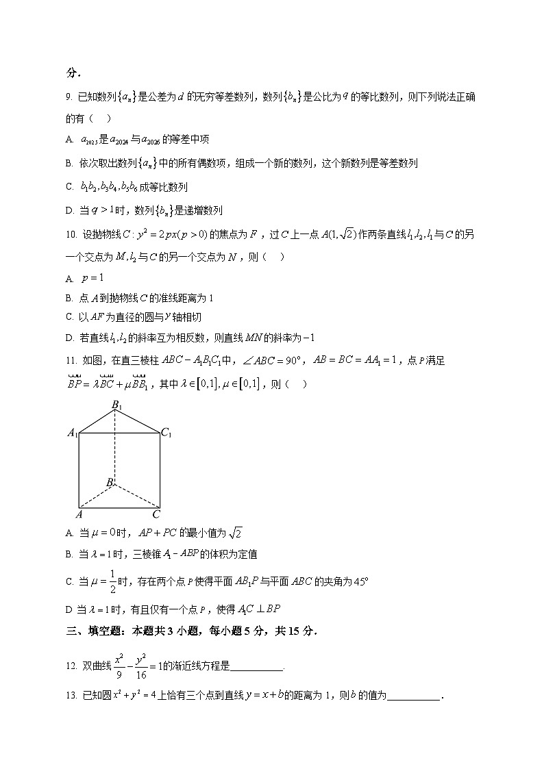 南宁市2025-2026学年上学期期末质量检测高二数学试卷第2页