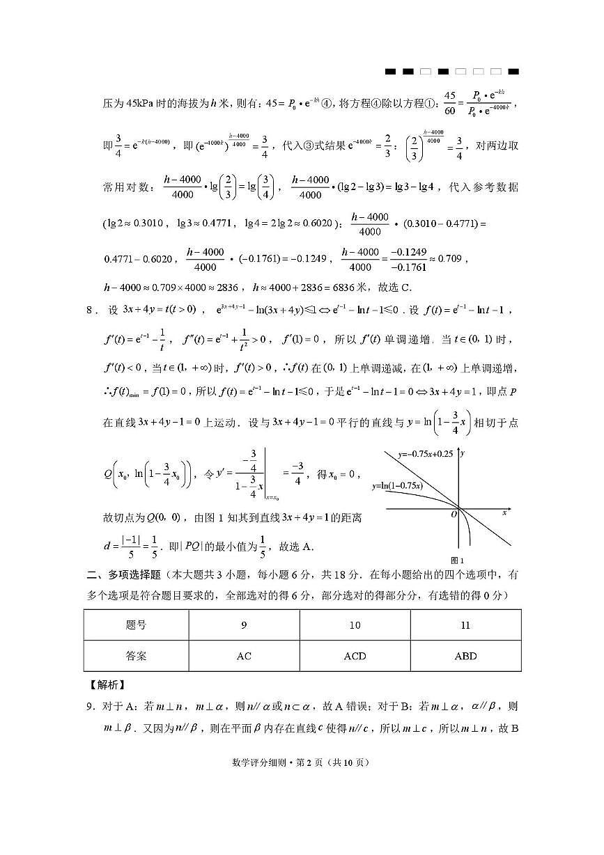 2026届云南三校高考备考实用性联考卷（六）数学-答案第2页