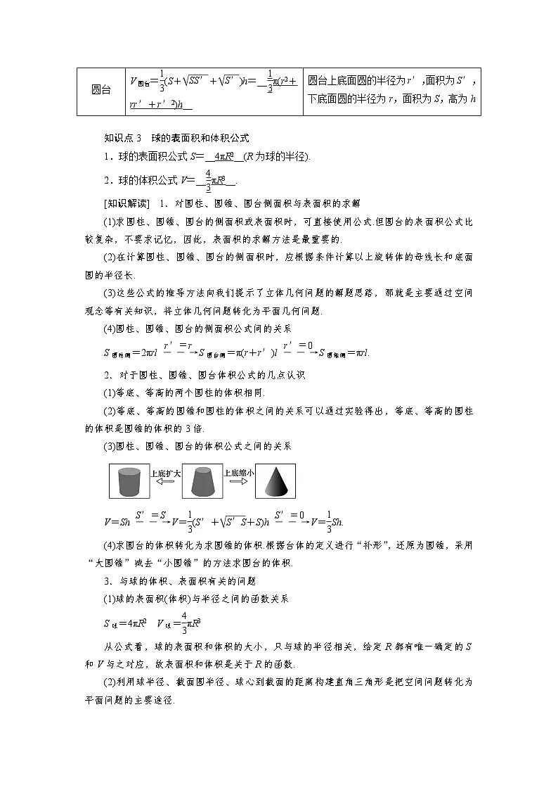 8.3.2圆柱圆锥圆台球的表面积和体积（教学设计）高一数学人教A版（2019）必修 第二册第2页