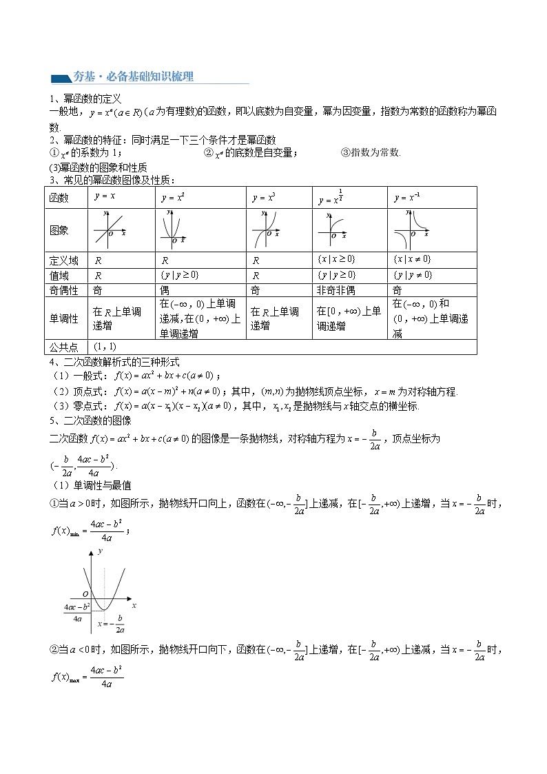 （辅导班）2027年高考数学一轮复习精讲精练 第2章 第03讲 幂函数与二次函数 讲义+随堂检测（原卷版）第2页