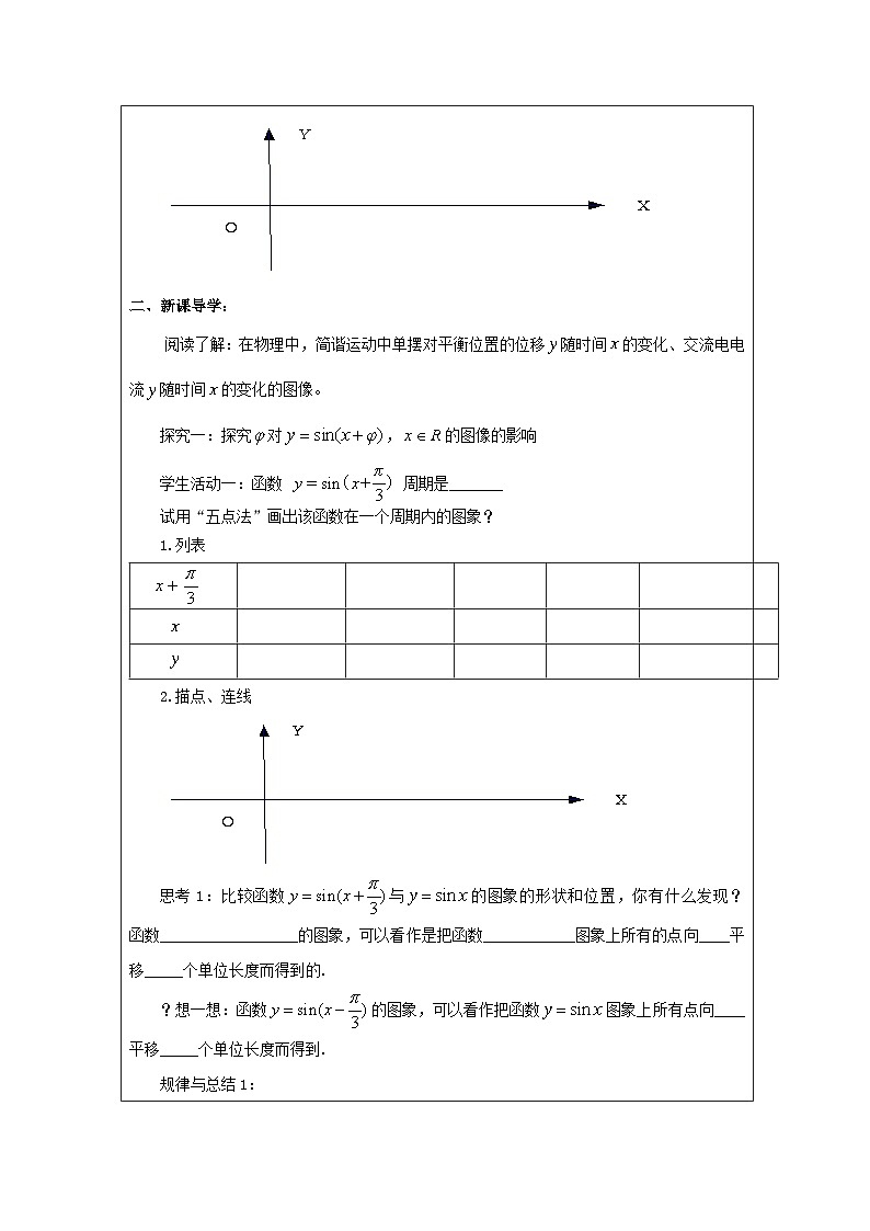 人教A版（2019）高中数学必修第一册 5.6.2 函数y=Asin(Ψx+∂)的图象 教案（表格式）第2页