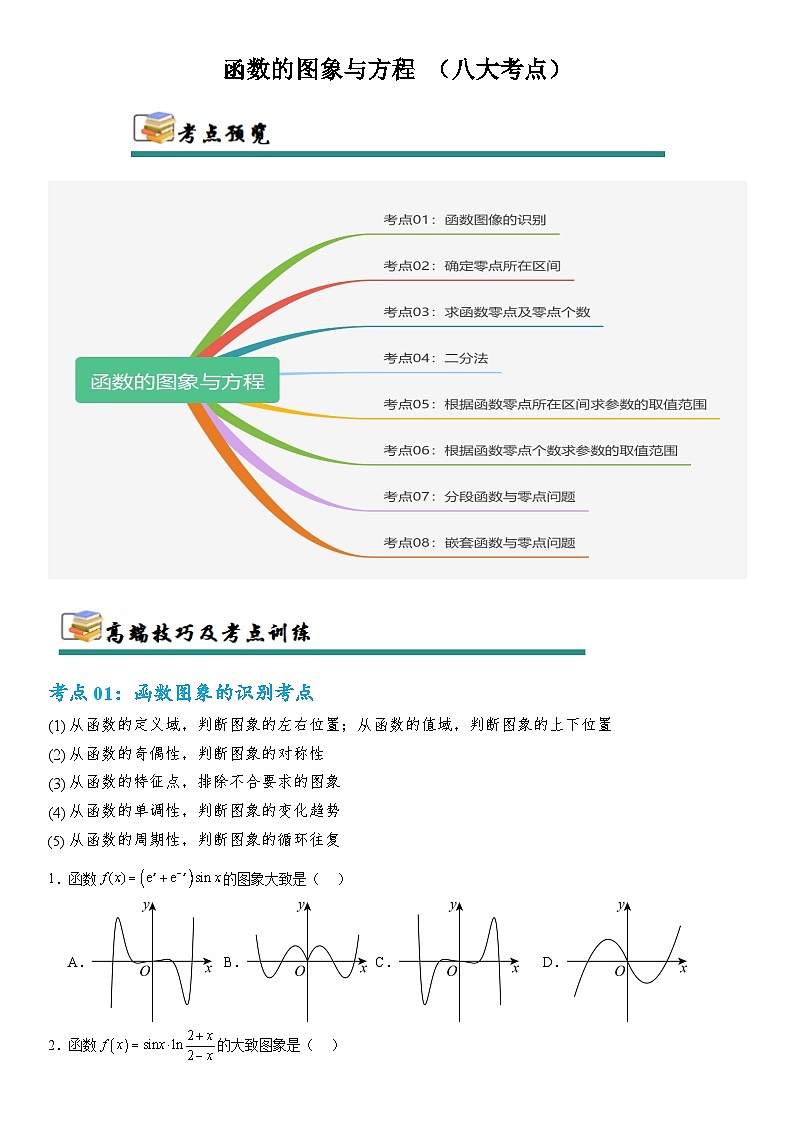 2026年高考数学二轮专题复习05 函数的图象与方程 (八大考点）（原卷版）第1页