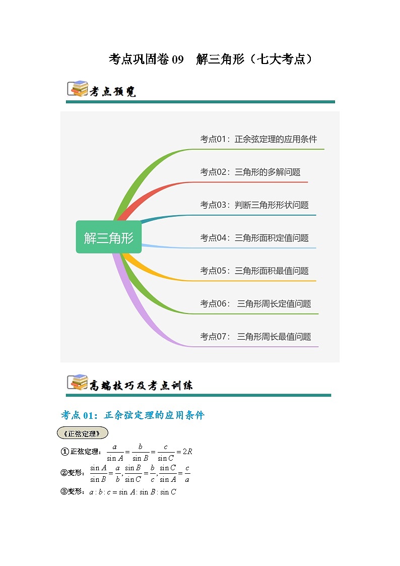 2026年高考数学二轮专题复习09  解三角形（七大考点）（解析版）第1页