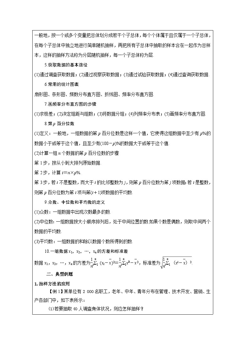 人教版 高中数学 必修第二册第9章 小结 表格式教案第2页